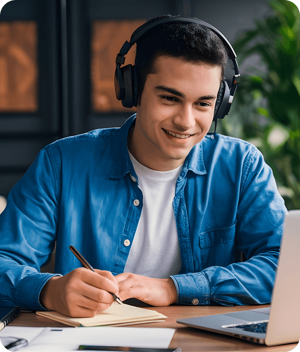 Student receiving online career guidance